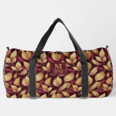 Rotes Maroon-Gold-Glitter-Herbstblätter-Muster Duffle Bag (Rückseite)