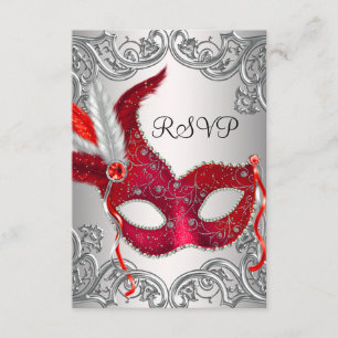 Rotes Masken-Maskerade-Party UAWG RSVP Karte