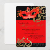 Rotes Masquerade Maskenball Halloween Einladung (Vorne/Hinten)