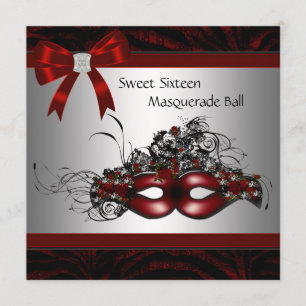 Rotes Masquerade-Party Einladung