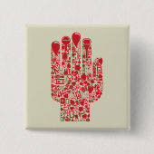 Rotes medizinisches Handsymbol Gesundheitswesen Button (Vorderseite)