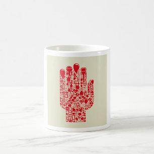 Rotes medizinisches Handsymbol Gesundheitswesen Kaffeetasse