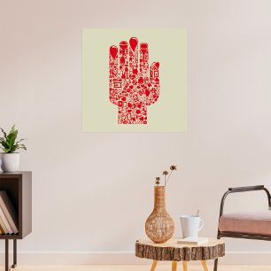 Rotes medizinisches Handsymbol Gesundheitswesen Poster