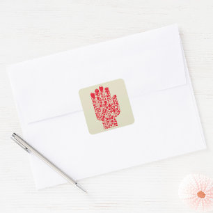 Rotes medizinisches Handsymbol Gesundheitswesen Quadratischer Aufkleber
