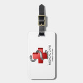 Rotes medizinisches Kreuz Silber-Symbol Schlange Gepäckanhänger (Vorderseite vertikal)