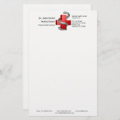 Rotes medizinisches Kreuz Silver Symbol Schlange S Briefpapier (Vorne/Hinten)