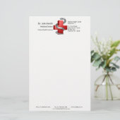 Rotes medizinisches Kreuz Silver Symbol Schlange S Briefpapier (Stehend Vorderseite)