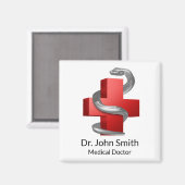 Rotes medizinisches Kreuz Silver Symbol Schlange S Magnet (Vorderseite/Rückseite)