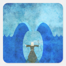 Rotes Meer von Moses - christliche Kunst Quadratischer Aufkleber