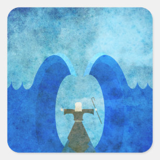 Rotes Meer von Moses - christliche Kunst Quadratischer Aufkleber