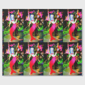 rotes Meerjungfrauen partying Geschenkpapier (Flach)