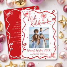 Rotes Mele Kalikimaka Foto Handgezeichnetes Weihna