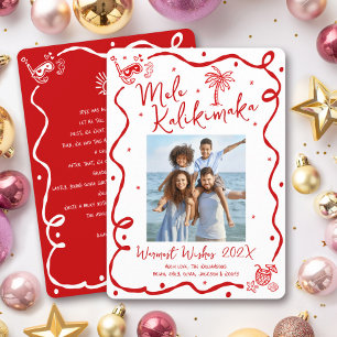 Rotes Mele Kalikimaka Foto Handgezeichnetes Weihna Feiertagskarte