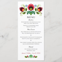 Rotes Menü der polnischen Folkloregruppe Blume