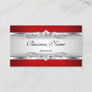 Rotes Metall mit Chrom-Look Eleganter Weißer Stil Visitenkarte