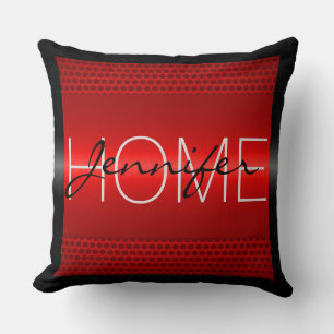 Rotes Metallic Holes Metal Look Monogramm Kissen
