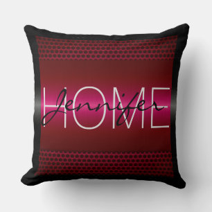 Rotes Metallic Holes Metal Look Monogramm Kissen