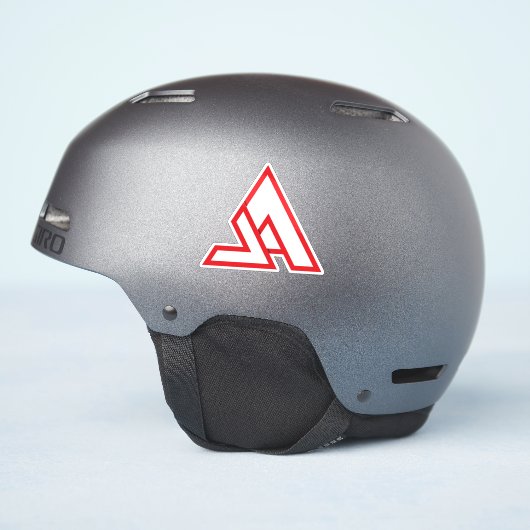 Rotes minimales Buchstaben-VA-Monogramm Aufkleber (Helmseite)