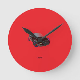 Rotes minimalistisches benutzerdefiniertes Foto Na Runde Wanduhr