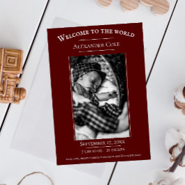 Rotes Minimalistisches Foto Geburtsankündigung Ankündigung