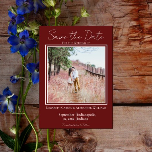 Rotes Minimalistisches Foto Save the Date