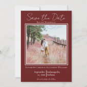 Rotes Minimalistisches Foto Save the Date (Vorderseite)