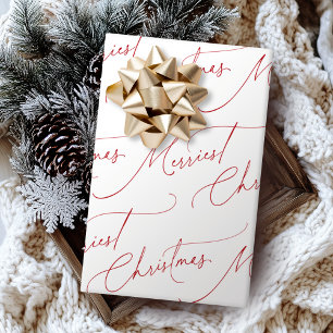 Rotes minimalistisches modernes Skript Fröhlichste Geschenkpapier