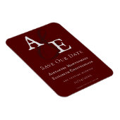 Rotes Minimalistisches Monogramm Save the Date Magnet (Rechte Seite)