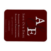 Rotes Minimalistisches Monogramm Save the Date Magnet (Horizontal)
