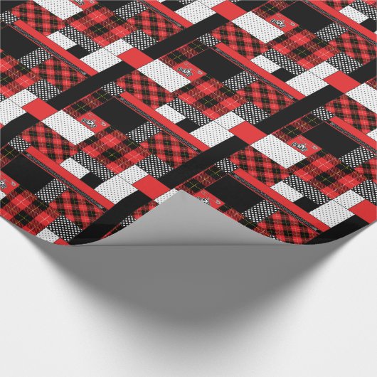 Rotes miserabeleskariertes geschenkpapier (Ecke)