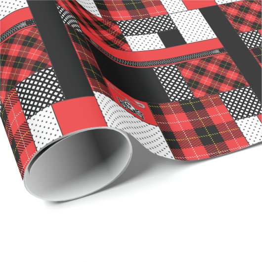 Rotes miserabeleskariertes geschenkpapier (Rolleneckpunkt)