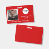 Rotes Mitarbeiterfoto Firmenlogo Name Ausweis (Vorder- & Rückseite)