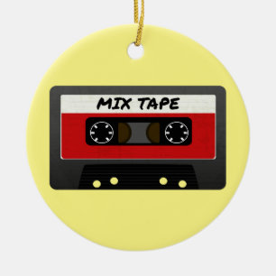 Rotes Mix Tape - Retro-Geschenk im Stil der 80er u Keramikornament
