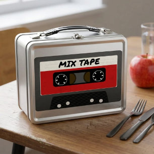 Rotes Mix-Tape - Retro-Geschenk im Stil der 80er u Metall Brotdose
