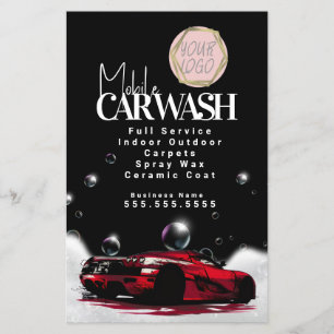 Rotes mobiles Autowasch-Detailing-Logo Flyer
