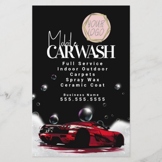 Rotes mobiles Autowasch-Detailing-Logo Flyer (Vorne)