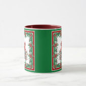 Rotes Mockingbird Poinsettia Grenzen Rotes Grün Tasse (Zentrum)