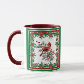Rotes Mockingbird Poinsettia Grenzen Rotes Grün Tasse (Links)