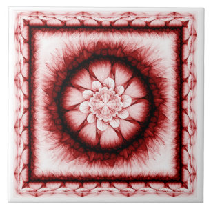Rotes modernes Blumenmuster Fliese