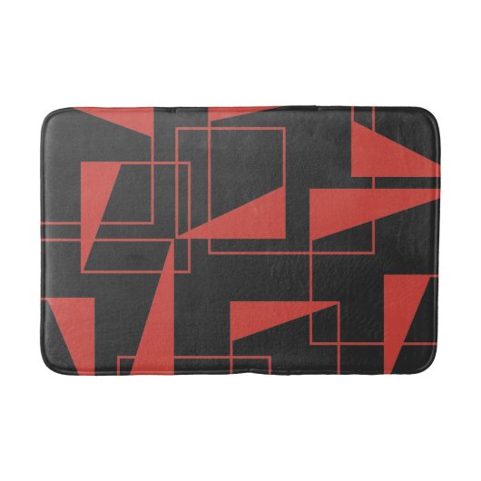 Rotes, modernes, dynamisches, trendy geometrisches badematte (Vorderseite)