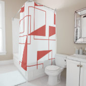 Rotes, modernes, dynamisches, trendy geometrisches duschvorhang (Beispiel)
