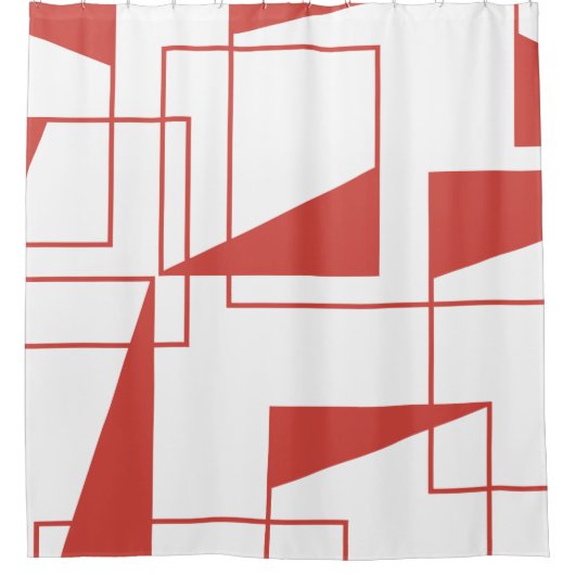 Rotes, modernes, dynamisches, trendy geometrisches duschvorhang (Vorderseite)