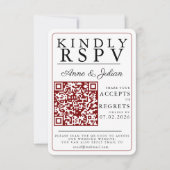 Rotes modernes Foto RSVP Einleger QR-Code Karte (Vorderseite)