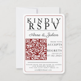 Rotes modernes Foto RSVP Einleger QR-Code Karte