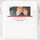 Rotes modernes Foto Save the Date Aufkleber (Tasche)