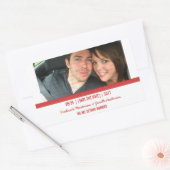 Rotes modernes Foto Save the Date Aufkleber (Umschlag)