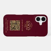 Rotes modernes Geschäftslogo & QR-Code-Promotion iPhone 16 Hülle (Rückseite (Horizontal))