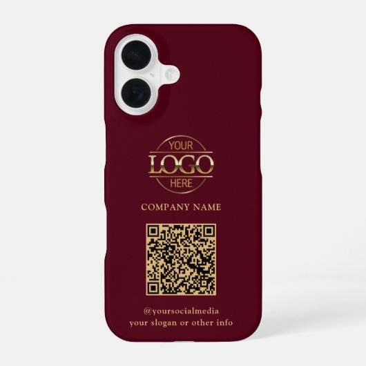 Rotes modernes Geschäftslogo & QR-Code-Promotion iPhone 16 Hülle (Rückseite)