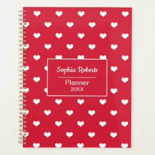 Rotes modernes Herzen-Muster personalisierter Plan Planer
