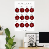 Rotes modernes minimalistisches Hochzeits-Sitzplan Poster (Heimbüro)